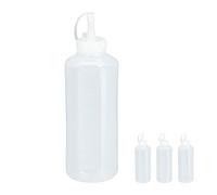 Relaxdays Set 4 botellas de cocina salsas 1000 ml transparente