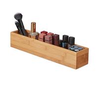 Relaxdays Set 4 Cajas de Almacenaje Bambú, Organizador Escritorio, Cajita Larga y Estrecha, Baño, Cocina, 7x38x8 cm, Natural