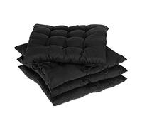 Relaxdays Set 4 Cojines Silla, Cuadrados, 38x38 cm, con Lazo, Interior y Exterior, Funda Poliéster, Cojín Asiento, Negro