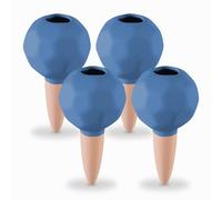 Relaxdays Set 4 Conos de Riego, Picos de Autorriego Ø 6cm, Dosifican el Agua, Regadores 60 ml, Arcilla, Terracota/Azul, Cerámica