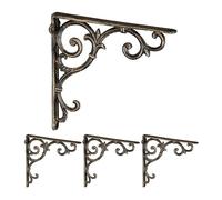 Relaxdays Escuadras para Estanterías, Set de 4, Hierro Fundido, Soportes Antiguos, Ángulos, 24,5 x 4 x 24,5 cm, Bronce