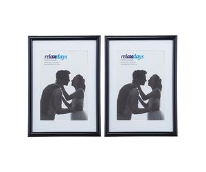 Relaxdays Set 4 marcos para fotos 13x18 cm negros blanco,negro
