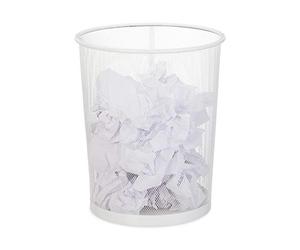 Relaxdays Set 4 Papeleras de Metal Enrejado, Cubo Papeles Dormitorio, sin Tapa, Cesto Residuos Plástico, 35 x 29,5 cm, Blanco