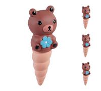 Relaxdays Oso de Cono Juego de 4 Unidades Picos de Riego con Diseño de Ositos, Set de 4, 100 ml C/U, de Arcilla, para Plantas de Interior, Multicolor, Cerámica