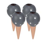 Relaxdays 1 4 Picos Riego con Abertura Compatible Botella 1,5 l, Conos Arcilla para Regar Plantas Maceta, Gris y Terracota, Cerámica