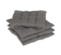 Relaxdays Set 4 Silla, Cuadrados, 38x38 cm, con Lazo, Interior y Exterior, Funda Poliéster, Cojín Asiento, Gris