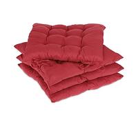 Relaxdays Set 4 Silla, Cuadrados, 38x38 cm, con Lazo, Interior y Exterior, Funda Poliéster, Cojín Asiento, Rojo