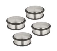 Relaxdays Set 4 Topes Puerta, 4,5x10,5cm, Plano y Pesado, Antideslizante, Sujetapuertas Acero Inoxidable, Plateado/Negro, Poliéster