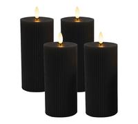 Relaxdays Set 4 velas LED 18 cm negro