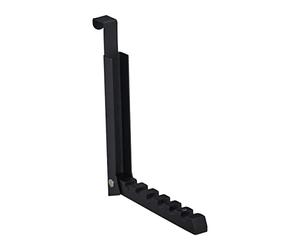 Relaxdays Set 5 Colgadores Plegables Puerta, Gancho con 6 Ranuras Perchas Ropa, Perchero Metal y Madera, 21x2,5x18 cm, Negro