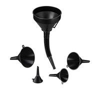Relaxdays 10032592 - Juego de embudo universal con manguera y colador, como embudo de aceite y embudo de cocina, color negro