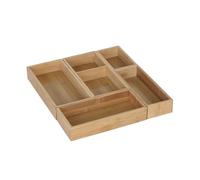 Relaxdays set 5 pz. insertos para cajón, organizador universal para cubiertos, maquillaje, joyas, bolígrafos, bambú