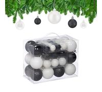 Relaxdays Bolas árbol Navidad en set blanco,negro,plata