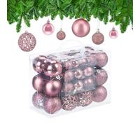 Relaxdays Set 50 Bolas Navidad, Decoración Navideña Mate, Brillante, Reluciente, Adorno Árbol, 3 Tamaños, Rosa