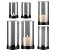 Relaxdays Set 6 farolillos cristal ahumado con pie negro,gris