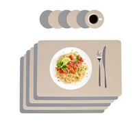 Relaxdays Set 6 manteles individuales + posavasos beige,gris