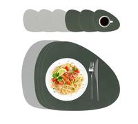 Relaxdays Set 6 manteles individuales + posavasos verde oscuro,gris