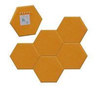 Relaxdays Set 6 Tableros de Fieltro Hexagonales, Fieltrogramas, Amarillo | Pizarras Anuncios, 26x30x0,9cm, con Chinchetas