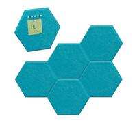 Relaxdays Set 6 Tableros de Fieltro Hexagonales, Fieltrogramas, Pizarras Anuncios, 26x30x0,9 cm, Incl. Chinchetas, Azul