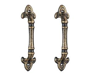 Relaxdays Set 6 Tiradores de Muebles Antiguos, Manijas Puertas Armarios y Cajones, Hierro Fundido, 20cm, Bronce