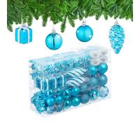 Relaxdays Set 72 Bolas Árbol Navidad, Bolitas Navideñas Brillantes, con Purpurina y Mate, Bota, Corazón, Piñas, Petróleo, 3 tamaños