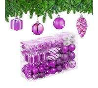 Relaxdays Set 72 Bolas Árbol Navidad, Bolitas Navideñas Brillantes, con Purpurina y Mate, Botas, Corazón, Piñas, Fucsia, 3 tamaños