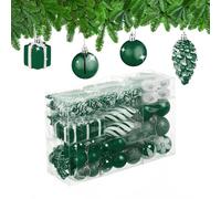 Relaxdays Set 72 Bolas Árbol Navidad, Bolitas Navideñas Brillantes, con Purpurina y Mate, Botas, Corazón, Verde Oscuro, 3 tamaños