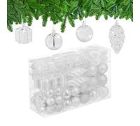 Relaxdays Set 72 Bolas Árbol Navidad, Bolitas Navideñas Brillantes, con Purpurina y Mate, Botas, Corazón, Blanco, 3 tamaños
