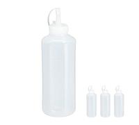 Relaxdays Set 8 Botellas Cocina, 1000 ml, para Salsas, Biberón Dispensador Rellenable, Bote Exprimible Plástico, Translúcido