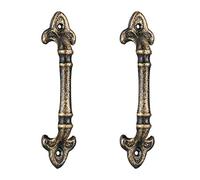 Relaxdays Set 8 Tiradores de Muebles Antiguos, Manijas Puertas Armarios y Cajones, Hierro Fundido, 20cm, Bronce