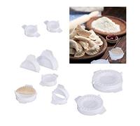 Relaxdays Set 9 Moldes Raviolis, Cortadores Gyozas, Empanadas y Tortellinis, Redondos, Varios Tamaños, Plástico, Blanco