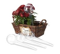 Relaxdays Set Autorriego para Macetas, 4 Unidades, Riego Dosificado Plantas 2 Semanas, Plástico, Transparente, 27 cm