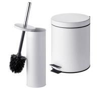 Relaxdays Set baño 2 Piezas, escobilla WC y Cubo 5 L Blanco