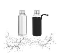 Relaxdays Set botellas agua reutilizables 360 ml negro,plata,transparente