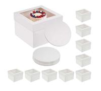 Relaxdays Set cajas tartas con ventana y bases blanco,transparente