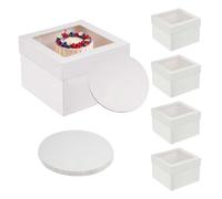 Relaxdays Set cajas tartas con ventana y bases blanco,transparente