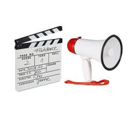 Relaxdays Set cine con claqueta blanca y megáfono blanco,rojo,negro