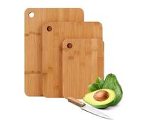 Relaxdays Set Cortar, bambú, Tabla de Cocina con Agujero, 3 tamaños, Madera de 22-33 cm, Natural, 1.5 x 22 x 33 cm