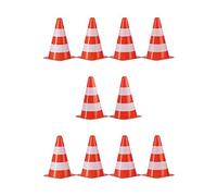 Relaxdays 10 Conos Señalización, Obra, Tráfico, Entrenamiento, Poliestireno-Poliéster, 22 cm, Naranja-Blanco, 1 Set