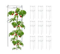 Relaxdays Set 10 Jaulas Tomates, Soporte Plantas Trepadoras, Tutores Enredadera Redondos, 76 x 26 cm, 2 Anillos, Verde