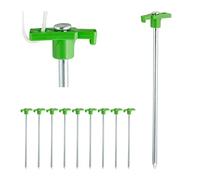 Relaxdays Set de 10 piquetas para Camping, Anclaje para el Suelo, Estacas para Tiendas de campaña, Acero, 25cm, Verde Claro