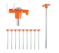 Relaxdays Set de 10 piquetas para Camping, Anclaje para el Suelo, Estacas para Tiendas de campaña, Acero, 25cm, Naranja