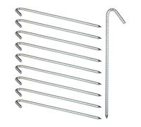 Relaxdays Set de 10 piquetas para Camping, Estacas para Tiendas de campaña, Acero galvanizado, 39 cm, Plateado