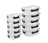 Relaxdays Set de 10 recipientes de Vidrio herméticos y apilables con Tapas, 2 tamaños, Transparentes, 6x18x14 cm