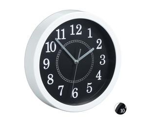 Relaxdays Set de 10 relojes de pared blancos blanco,negro,gris