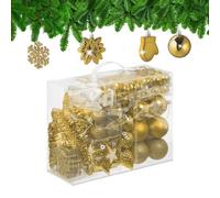 Relaxdays Set 100 Bolas Árbol Navidad, Bolitas Navideñas Brillantes, con Purpurina y Mate, 10 Diseños, Dorado