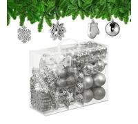 Relaxdays Set de 100 bolas de árbol de Navidad blanco,plata