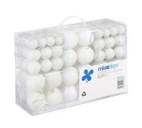 Relaxdays Set de 100 bolas de árbol de Navidad blanco,plata