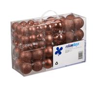 Relaxdays Set de 100 bolas de árbol de Navidad marrón,plata