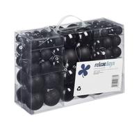 Relaxdays Set de 100 bolas de árbol de Navidad negro,plata